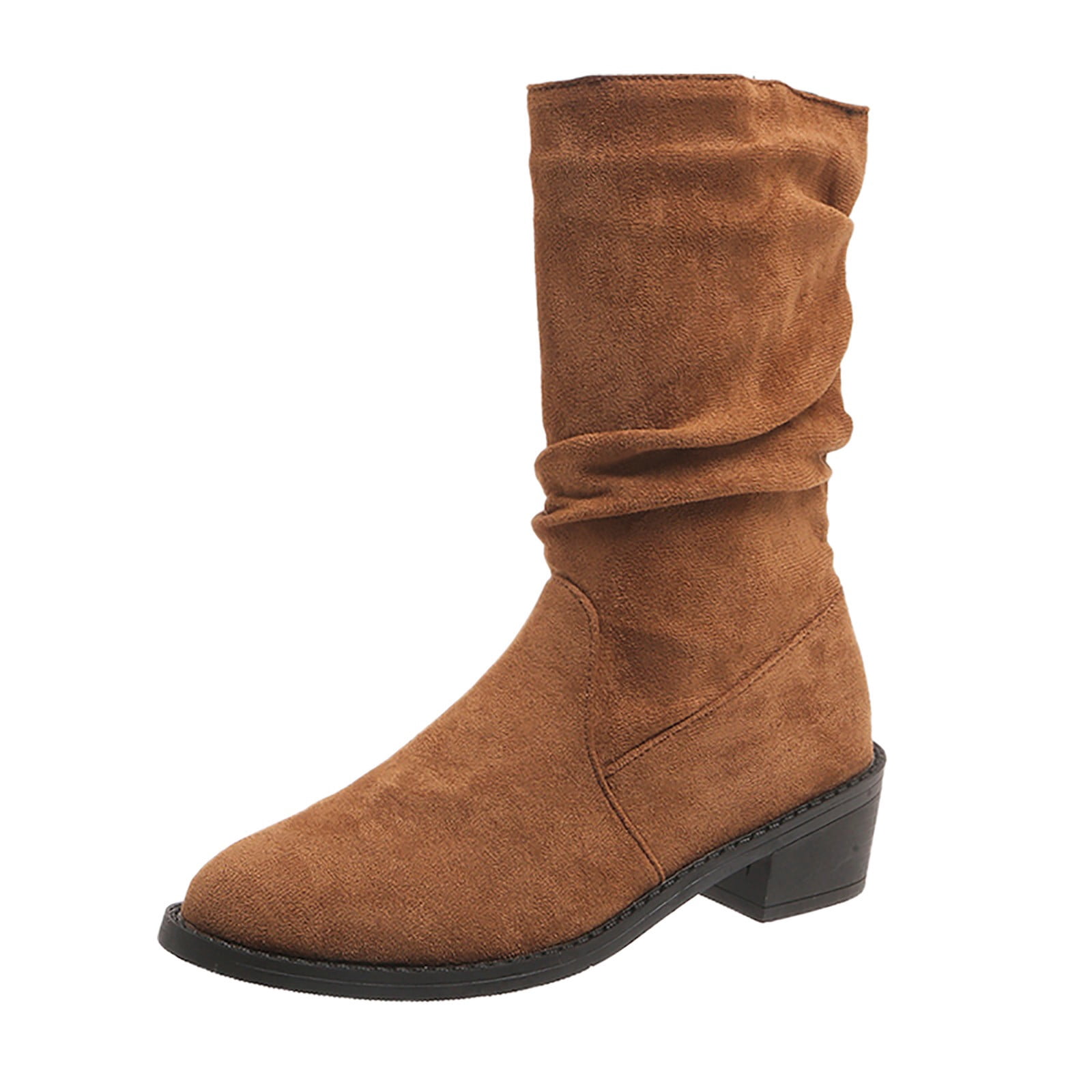 WEAIXIMIUNG Bottes-Chaussettes Femme Bottes Mode Automne et Hiver en Suède Mi-Mollet Bottes Confortables au Tempérament