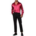 thumbnail image 2 of INSPIRE CHIC Men's Dress Satin V Neck Long Sleeves Button Down Party Shirts, 2 of 4