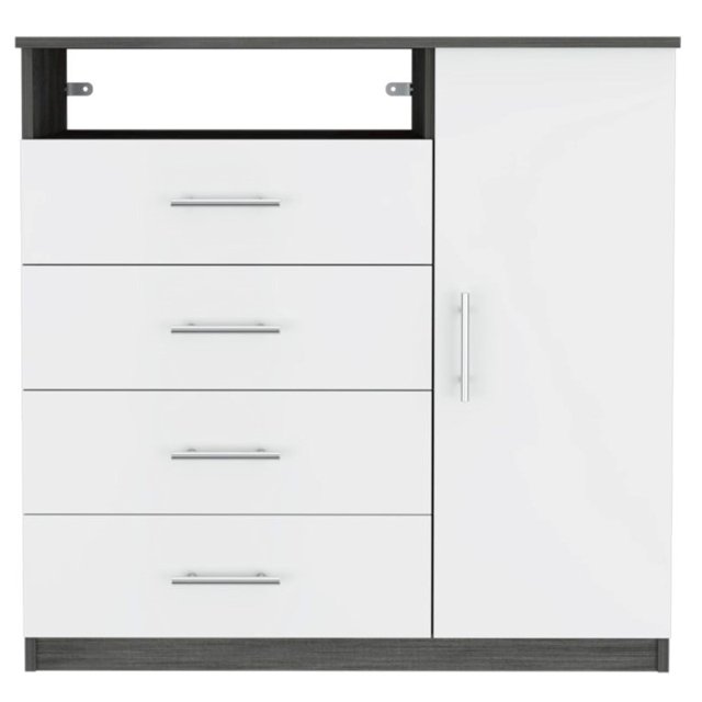 TUHOME Peru 4 Drawer Dresser - White / Ash Engineered Wood - For Bedroom