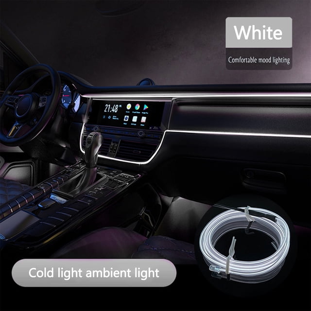 Suncoda Interior Ambient Light, Car Cold Lamp Interior Guide LED Lamp El Luminous Line 5 Meters + 5V USB Drive Universal Car Decorative Lamp