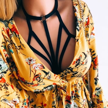 XZNGL Sexy Women Girl Hollow Out Elastic Cage Bra Bandage Strappy Halter Bra