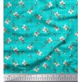 thumbnail image 1 of Soimoi Green Georgette Viscose Fabric Check & Floral Printed Fabric 1 Yard 42 Inch Wide, 1 of 6