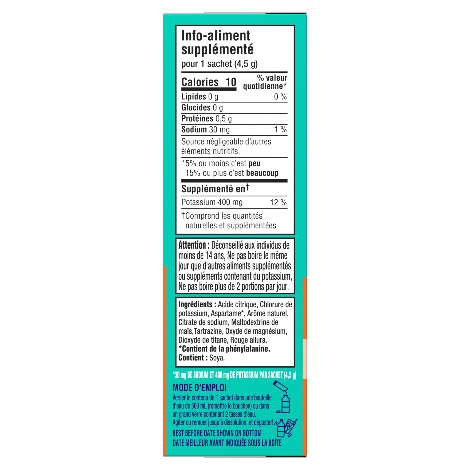 Hydrate Aromatisant D'Eau Liquide Orange Avec Électrolytes, 5 G Paquets, 10 Ct Boîte