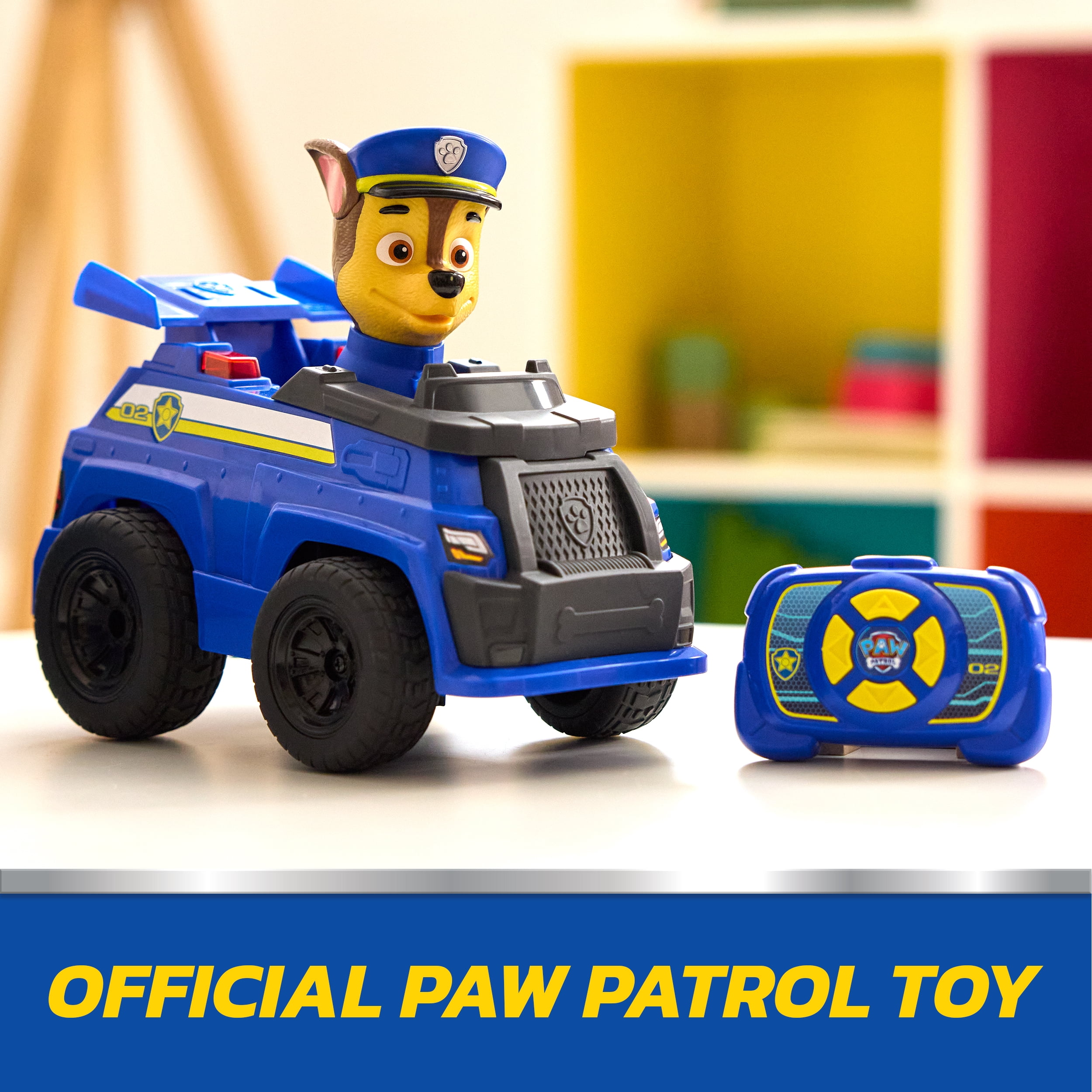 PAW Patrol Chase RC Action Cruiser, Remote Control Car with LED Lights & Easy-Steer Controller, Pretend Play Kids Toys for Boys & Girls Ages 3 and Up