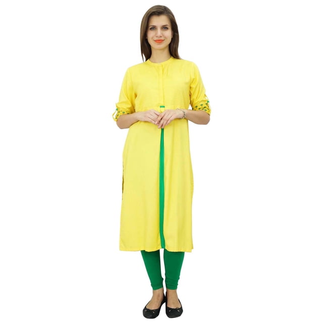 Bimba Tunique pour Femme à Manches 3/4 Longue Kurta Kurti Blouse Ethnique Indienne