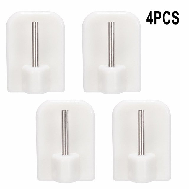 4/8/12Pcs Curtain Hooks Self-Adhesive Hooks Curtain Rod Hook Bracket White