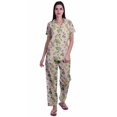 thumbnail image 1 of Moomaya Printed Short Sleeve Pajama Set For Women Printed Button Up Sleep Shirt, 1 of 6