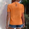 thumbnail image 4 of hotojiny Spring Tops for Women Solid Color Crew Neck Loose Blouse Lightweight Textured Puff Short Sleeve Back Keyhole Shirt Beach Vacation Clothes for Women, 4 of 7