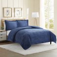 thumbnail image 2 of Nestl Duvet Cover Set, Reversible Front Cut Plush Fleece Design & Back Brushed Soft Microfiber for Comforters, 3 PC Set with Zipper Closure & Ties, Duvet Cover Queen, Navy, 2 of 8