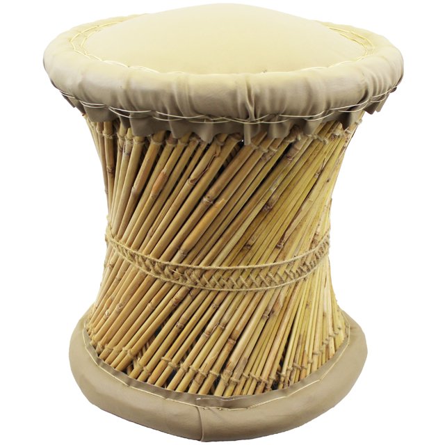 Natural Geo Tabouret d'Appoint en Moray - Similicuir Beige