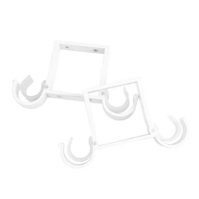 2PCS Curtain Rod Aluminium Alloy Thick Double Hook Mounting Bracket(White)