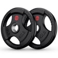 thumbnail image 1 of GIKPAL 90lbs Weight Plates 2 Inch Rubber Coated Olympic Weight Plate for Strength Training & Weightlifting in Home Gym, Solid Cast Iron Weight Plates for Barbell, 1 of 8