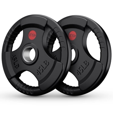 GIKPAL 90lbs Weight Plates 2 Inch Rubber Coated Olympic Weight Plate for Strength Training & Weightlifting in Home Gym, Solid Cast Iron Weight Plates for Barbell