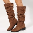 thumbnail image 1 of EGNMCR Knee High Boots Women's Fall Winter Flock Solid Color Long Boots Middle Heels Boots Pointed-Toe Knee High Boot, 1 of 6
