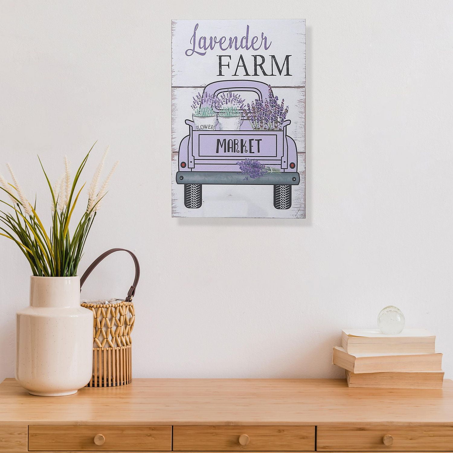 Panneau De Mur De Camion Du Marché De La Ferme Lavande En Bois En Bois