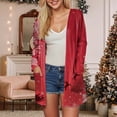 thumbnail image 2 of WUANDIXFA Cardigan à Manches Longues pour Femmes, Chandails pour Femmes, Cardigan à Imprimé de Noël avec Poches, Cardigan à Manches Longues Longueur Midi, Cardigan Décontracté, Rouge Brique, TG, 2 of 6