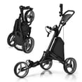 thumbnail image 1 of Gymax Chariot de Golf Pliable à 3 Roues à Pousser et Tirer avec Poignée Réglable Gris, 1 of 10