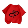 thumbnail image 3 of PMVFHDE T-Shirts Fille T-Shirt Enfant Filles Mignon Graphique Col Rond Manches Courtes Tee Été Décontracté T-Shirt Rouge,11-12 Ans, 3 of 5