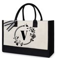 thumbnail image 2 of MesaSe Sac à Main en Toile Mode pour Femmes Imprimé Lettres Fleurs Couleur Frappé Portable, 2 of 5