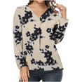 thumbnail image 1 of Birdeem T-Shirt à Manches Longues Décontracté Imprimé Col en V Ample pour Femmes, 1 of 7