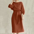 thumbnail image 1 of Robes d'Été Grande Taille pour Femmes 2024 Col Rond Ample Manches Courtes Uni Mi-Mollet Robe Longue Économisez jusqu'à 65 % de Rabais!, 1 of 8