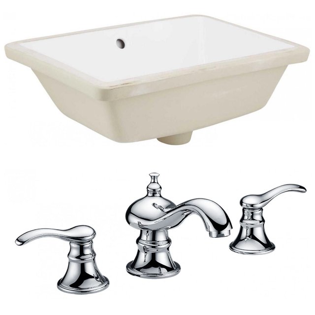 18.25-in. W Rectangle Bathroom Undermount Sink Set In White - Chrome Hardware AI-22765
