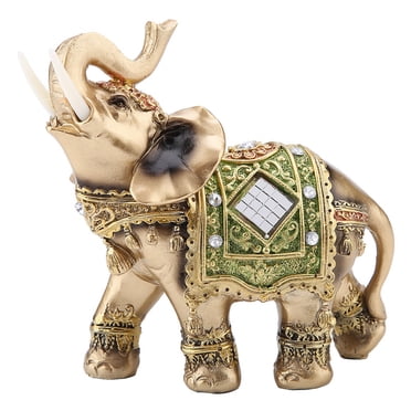 Greensen Statue d'Éléphant Vert Feng Shui Porte-Bonheur Sculpture Figurine de Richesse Cadeau Décoration pour la Maison, Statue d'Éléphant Feng Shui, Statue d'Éléphant