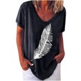 thumbnail image 1 of Pompotops Mode Femmes Été V-Cou Manches Courtes Imprimé Casual T-shirt Blouse, 1 of 7
