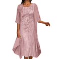 thumbnail image 1 of 2025 Robe Mi-Longue pour Femmes et Loisirs Élégante Imprimée en Chiffon Robes pour Femmes Décontractées Deux Pièces, 1 of 6