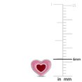thumbnail image 2 of Miabella Pink Enamel Heart Stud Earrings in Sterling Silver, 2 of 3