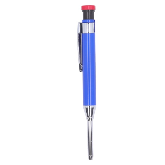 Construction Pencil, Portable Solid Refill Long Nose Deep Hole Carpenter Pencil Incisive Extended Tip With Sharpener For Marking Black,Blue