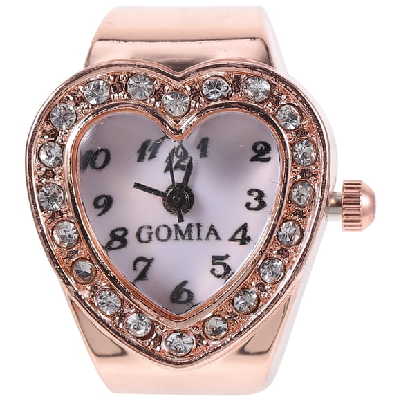 SHISUYAN Women Finger Watch Heart Shape Finger Ring Watch Female Valentine's Day Gift