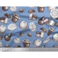 thumbnail image 3 of Soimoi polyester Crepe Fabric Mushroom, Pear Fruits Printed Fabric 1 Yard 52 Inch Wide, 3 of 3