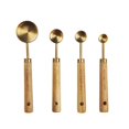 thumbnail image 1 of Stainless Steel Measuring Cups and Spoons Set Gold with Wooden Handle Metal Kitchen Measure Set for Kitchen Dry Liquid Food Baking Tools Cafe - Measuring Spoon, 1 of 7