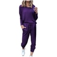 thumbnail image 1 of Yuyuzo Womens Casual Solid Color Set Sweatsuit Pullover Jogger Pants Two Piece Outfit Tracksuits, 1 of 4