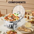 thumbnail image 4 of AKDSteel Ensemble de 2 Plats Anti-Frottement pour Buffet, 5 Qt Plats Ronds Anti-Frottement pour Buffet avec Porte-Couvercle et Couvercle en Verre, Ensembles de Réchauds et Réchauds de Buffet en Acier Inoxydable pour Fêtes, Mariage, Camping, Souper, 4 of 7