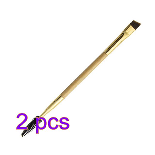 2PCS Bamboo Brushes Double Head Handle Pro Eyelash Eyebrow Brush Makeup Cosmetic Beauty Tool