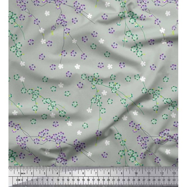 Soimoi Rayon Fabric Flower Artistic Print Fabric by The Yard 56 Inch Wide