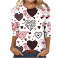 thumbnail image 1 of Chandails de la Saint-Valentin pour Femmes, Coupe Ample, Imprimé de Cœur, Chandails à Col Rond, Décontracté Chic, Tunique à Manches 3/4, Haut Ample, T-Shirt Graphique, Chandails Imprimés de Cœur pour Femmes, Manches 3/4, Col Rond, T-Shirts Graphiques, Hauts de Fête, 1 of 5