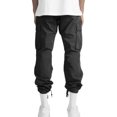 thumbnail image 2 of Innerwin Bottoms Elastic Waist Mens Trousers Summer Drawstring Fitted Pants Black 5XL, 2 of 3