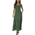 thumbnail image 2 of INSPIRE CHIC Robe d'Été Sans Manches pour Femme Col Rond Robe Maxi Décontractée avec Poches G Vert Armée, 2 of 6