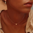 thumbnail image 3 of Collier Initial Cœur en Acier Inoxydable Mini Collier Lettre Cœur Plaqué Or 14K Acier Titane ----- Or T, 3 of 5
