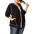 thumbnail image 4 of Unique Bargains Women's Plus Size Zip Front Long Sleeve Pocket Hoodies, 4 of 8