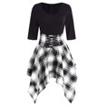 thumbnail image 1 of Kcodviy Robe Asymétrique à Lacets à Boutons devant Robe Imprimée Femme Décontractée Mini Robe d'Été Décontractée Femme Tartan Col Rond à Carreaux Robe Décontractée Robe pour Femme, 1 of 4