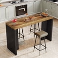 thumbnail image 3 of Home Bar Unit, 55.12-Inch Bar Table with a Spacious Tabletop, Modern Freestanding Mini Bar for Home Kitchen, Brown and Black, 3 of 7