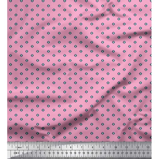 Soimoi Polyester Crepe Fabric Geometric Small Print Sewing Fabric Yard 42 Inch Wide