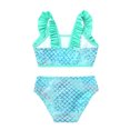 thumbnail image 4 of Sxiwei Little Gilrs Two Pieces Fish Scales Tankini Swimsuits Ruffle Top Bottoms Bathing Suit Green 5, 4 of 6