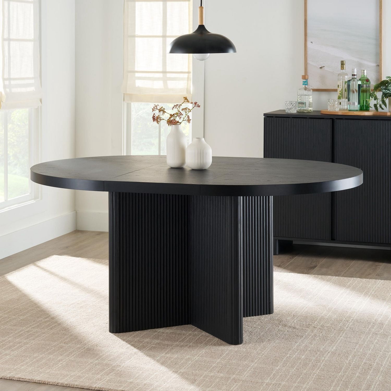 Better Homes & Gardens Lillian Table à manger extensible à rond canalaire