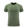 thumbnail image 2 of Floleo Homme Couleur Unie Extensible Convenable Veston de Sport à Manches Courtes Haut de Course Respirant Léger Décontracté Mode Confort Convenable Mode Urbaine (Vert Armée, 3TG), 2 of 7