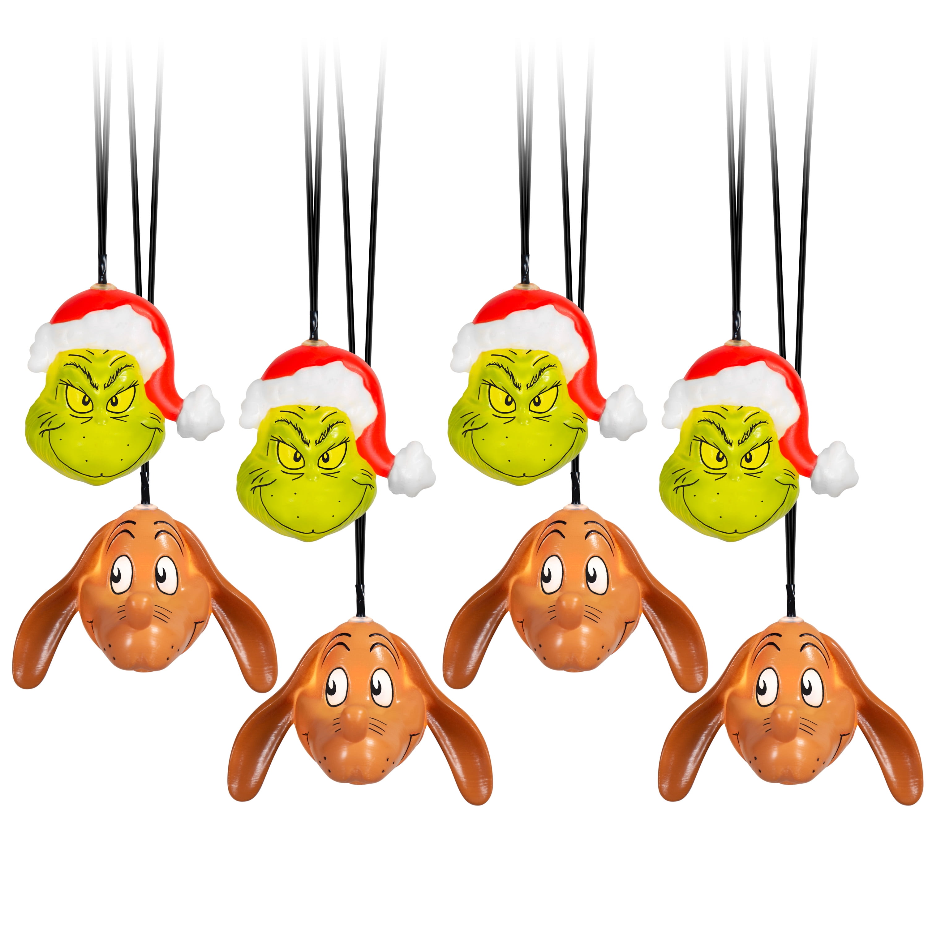 Lumières clignotantes de Noël lot de 8 têtes de Grinch et Max Dr. Seuss